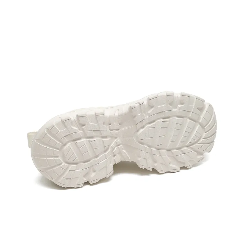 Mulinsen Height Increasing, Balance, Lightweight, Breathable, Slip Resistant Low Top Chunky Sneakers Women's White-5