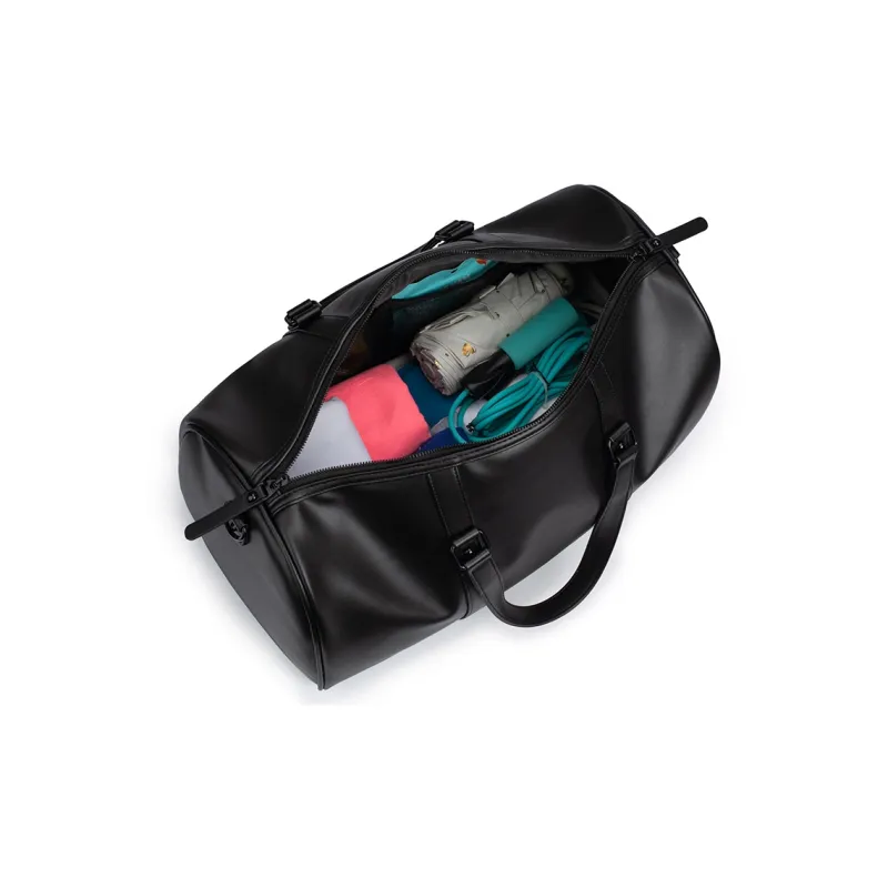 LOVERPUSS Polyurethane Gym Bag Large Size Unisex Cool Black-4