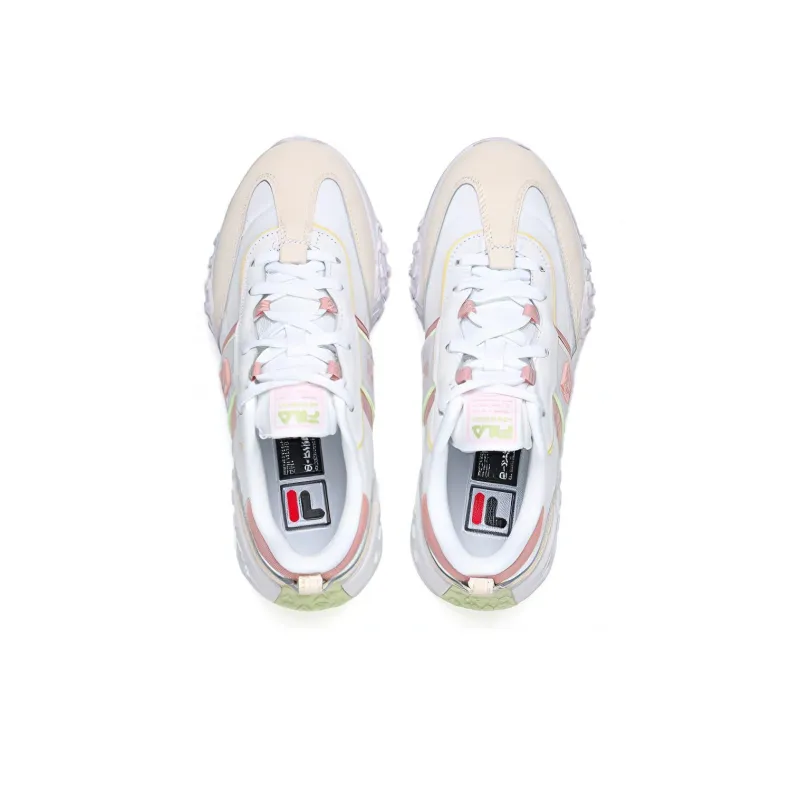 FILA Brick Cushioning Anti Slip And Wear Resistant Low Top Casual Shoes Women's White Pink-2