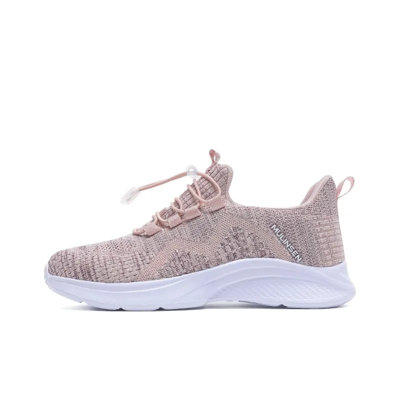 Mulinsen Running Shoes Women's Low Top Black White/Lotus Root Powders/Russet Red-11