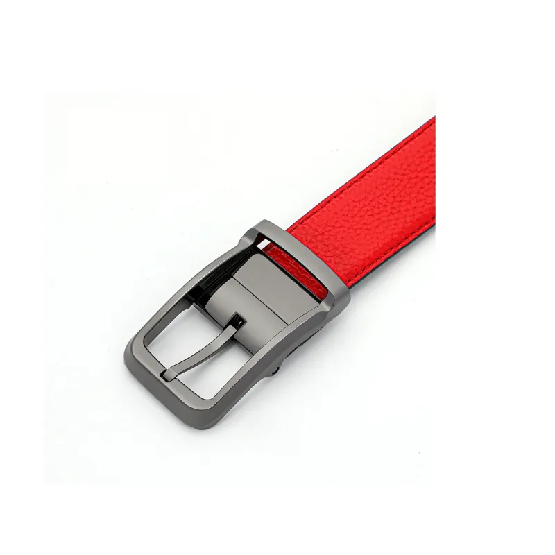 SHERIDan Zodiac Year Open Red Business Pin Buckle Cow Leather Belt Men's Red Width 3.5CM-4