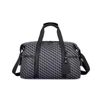 Hahhhsis PU Men's Women's Black Plaid Trendy Design Travel Bag, Unisex Couple's Version Unisex