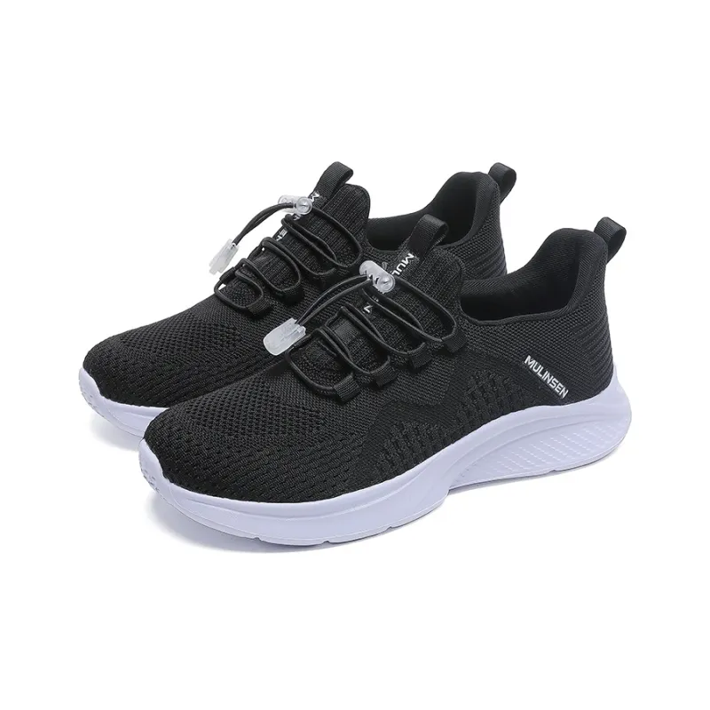Mulinsen Running Shoes Women's Low Top Black White/Lotus Root Powders/Russet Red-3