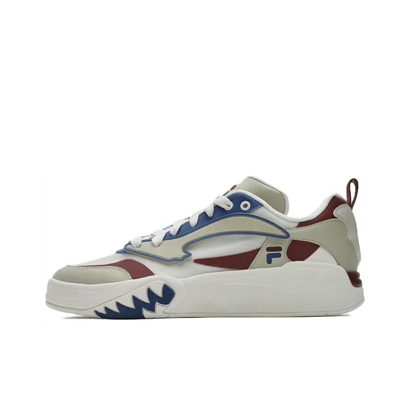 FILA FUSION DESPERADO LOW Low Anti Slip Wear Resistant Low Top Vintage Basketball Shoes Men's White Red-0