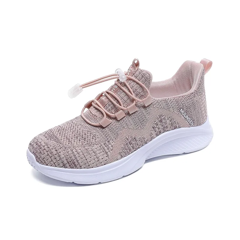 Mulinsen Running Shoes Women's Low Top Black White/Lotus Root Powders/Russet Red-13