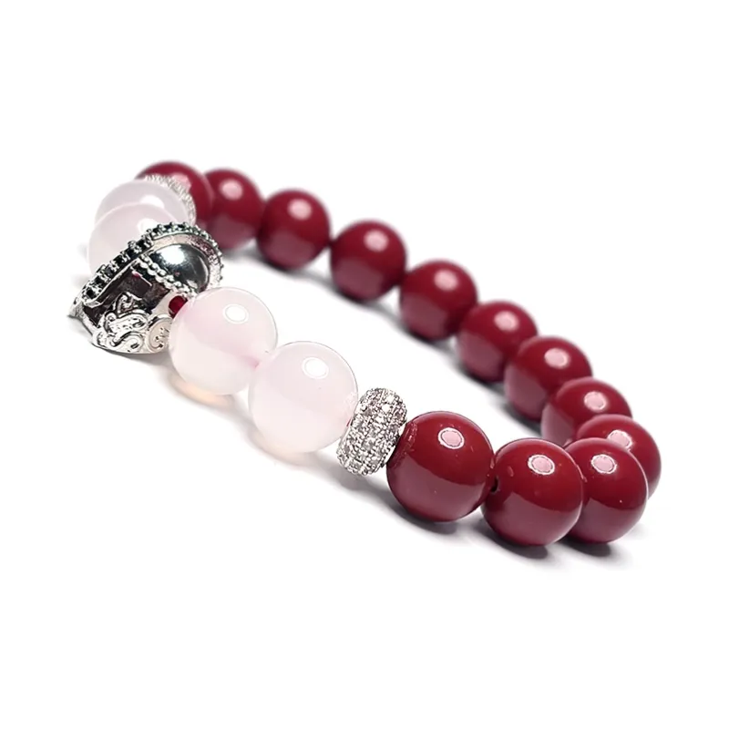 MOUNTAINS AND MANS Reconstructed Cinnabar Fortune Beaded Bracelet Unisex-4