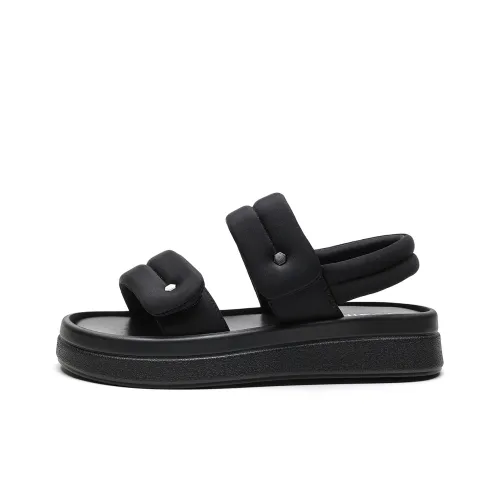 JOSINY Beach Sandals Women's Black, Ecru