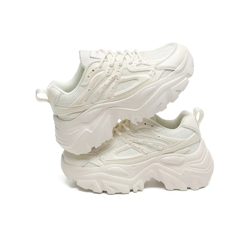 Mulinsen Height Increasing, Balance, Lightweight, Breathable, Slip Resistant Low Top Chunky Sneakers Women's White-3