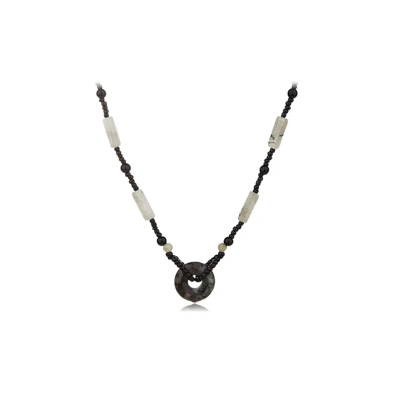 WANLIACC Resin Ink Wash Peace Buckle Necklace Unisex-0