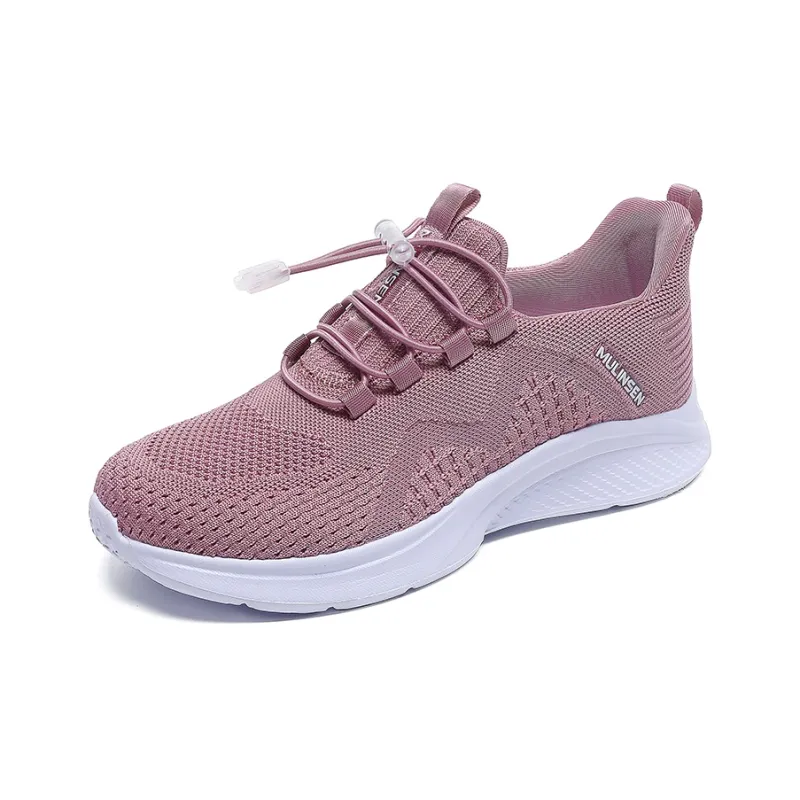 Mulinsen Running Shoes Women's Low Top Black White/Lotus Root Powders/Russet Red-7