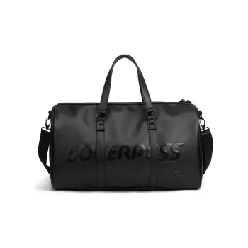 LOVERPUSS Polyurethane Gym Bag Large Size Unisex Cool Black