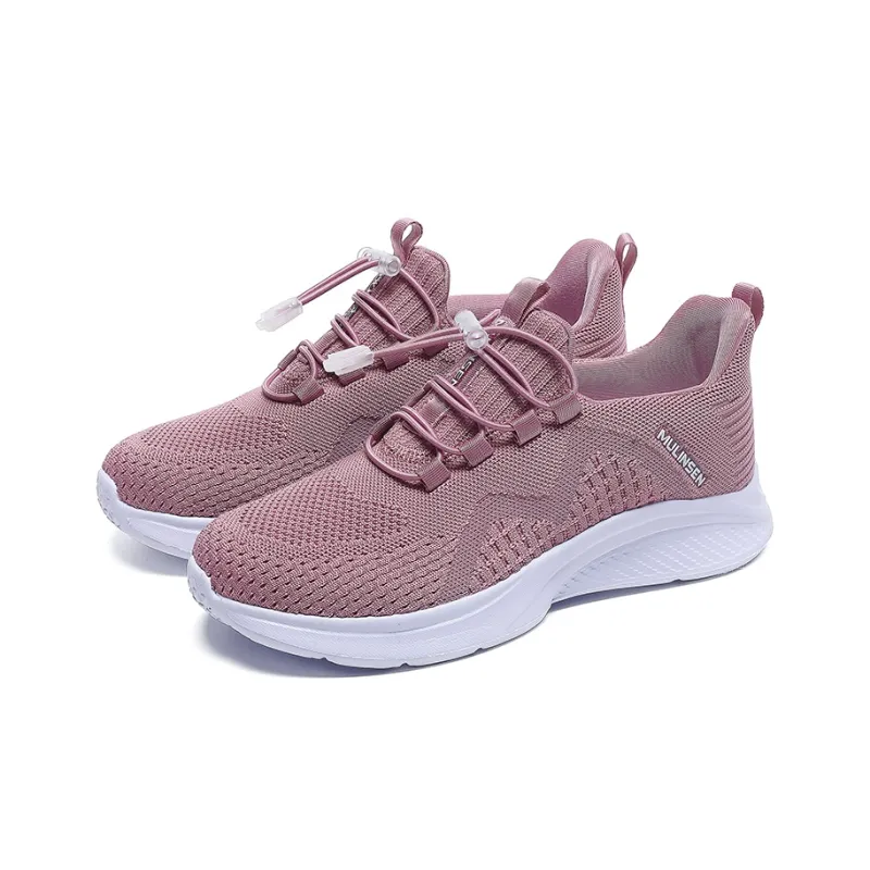 Mulinsen Running Shoes Women's Low Top Black White/Lotus Root Powders/Russet Red-8