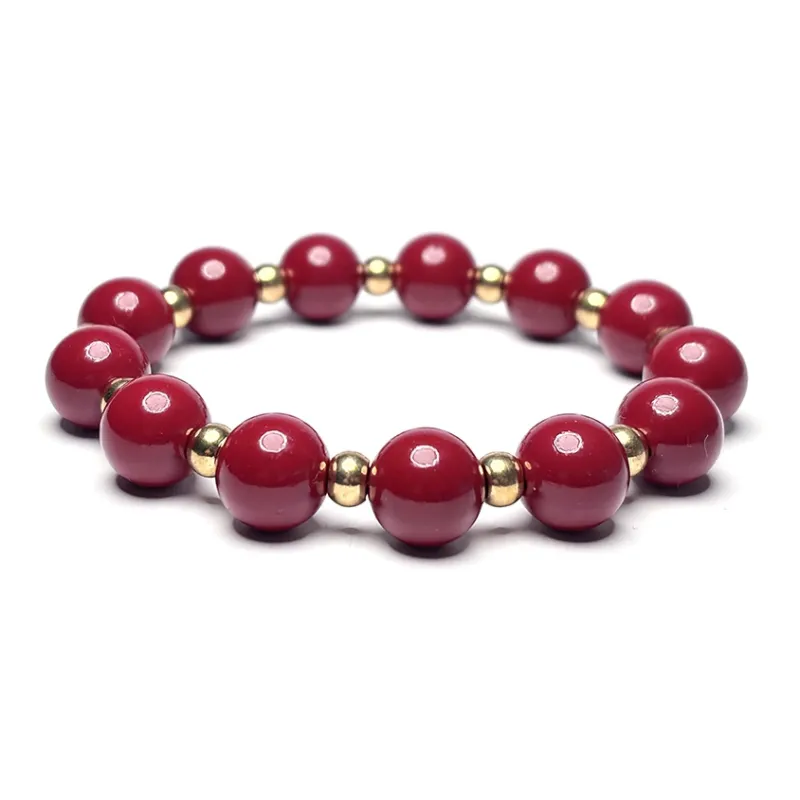 MOUNTAINS AND MANS Reconstructed Cinnabar Auspicious Fortune Beaded Bracelet Unisex-0