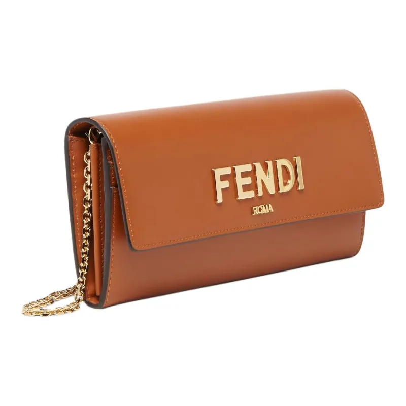 FENDI ROMA Leather Wallet Women's Brown-1