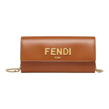 FENDI ROMA Leather Wallet Women's Brown