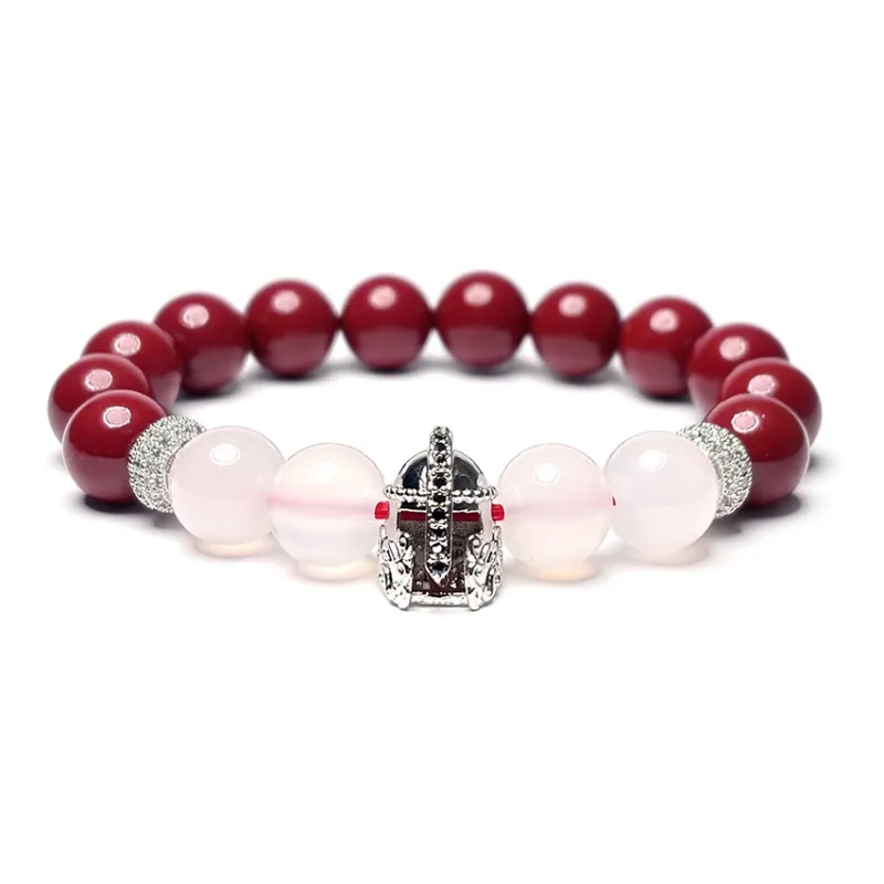 MOUNTAINS AND MANS Reconstructed Cinnabar Fortune Beaded Bracelet Unisex-3