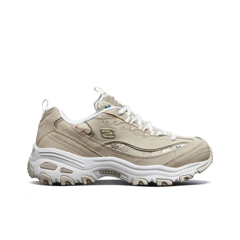 Skechers D Lites Low Top Daddy Shoes Grey/Brown Women's-1