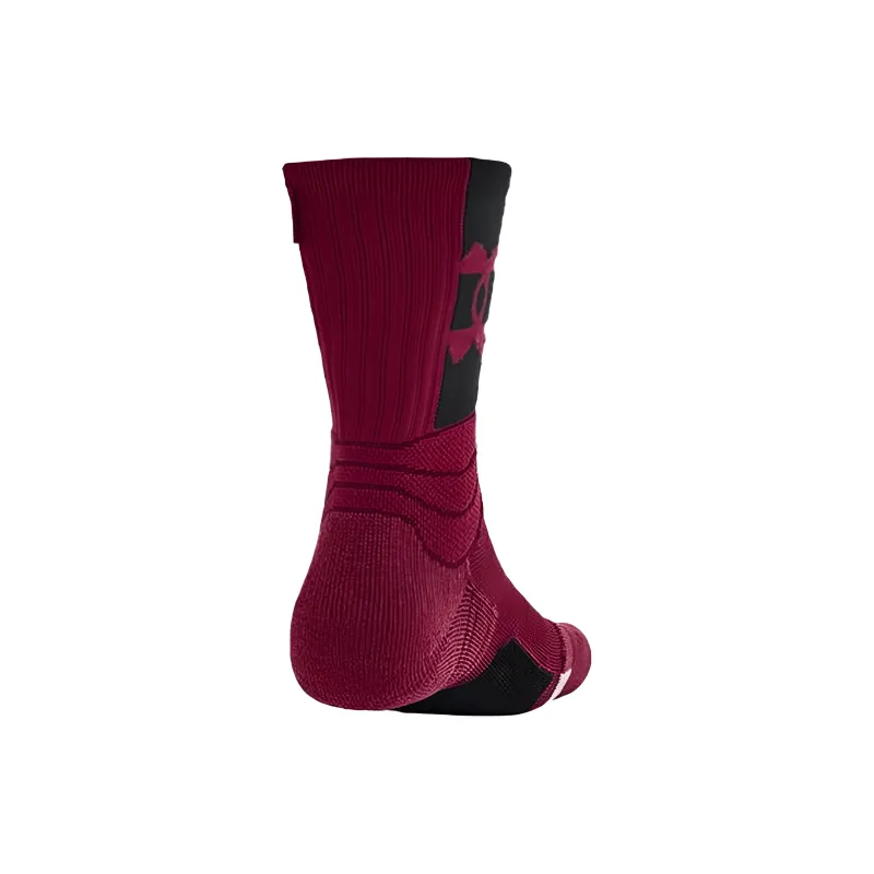 Under Armour Playmaker Project Rock Dwayne Johnson Mid Calf Socks Unisex 1 Pack Deep Crimson-2