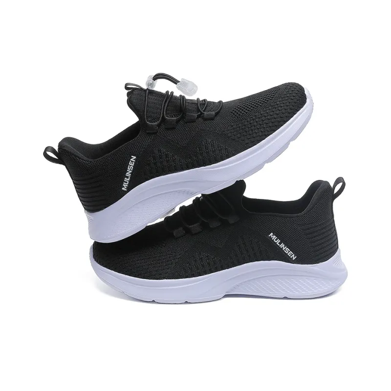 Mulinsen Running Shoes Women's Low Top Black White/Lotus Root Powders/Russet Red-1
