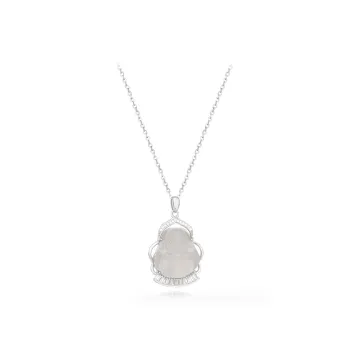 Muyan Chalcedony Smiling Jade Buddha Necklace Women's