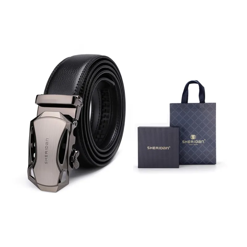 SHERIDan Business Casual Automatic Buckle Leather Belts Men's Width 3.4cm-4