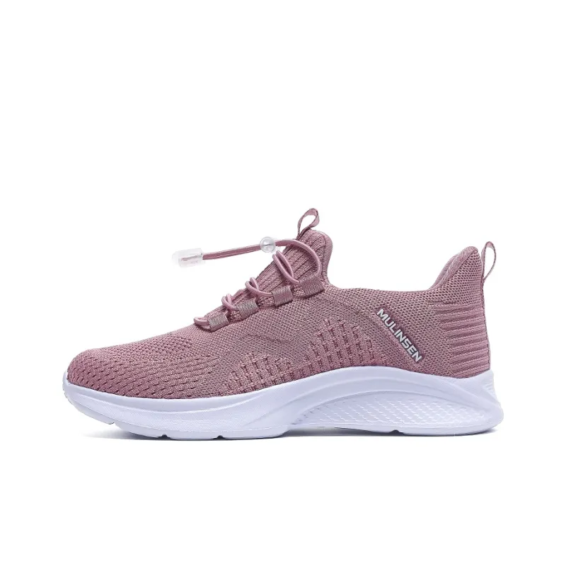 Mulinsen Running Shoes Women's Low Top Black White/Lotus Root Powders/Russet Red-5