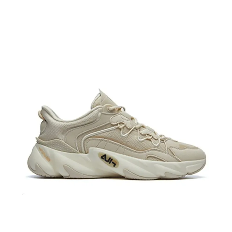 FILA Shock Absorbers With Slip Resistant And Abrasion Resistant Properties Low Top Running Shoes Men's Beige-1