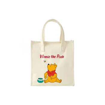 Disney Winnie The Pooh Series PU Tote Bag Shopping Bag Handbag Regular Women's Ecru