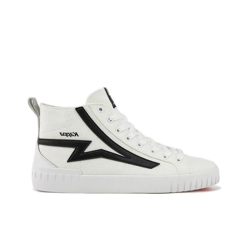 Kappa Anti Slip And Wear Resistant Height Increasing Coverage Mid Top Skateboard Shoes Unisex White Black-1