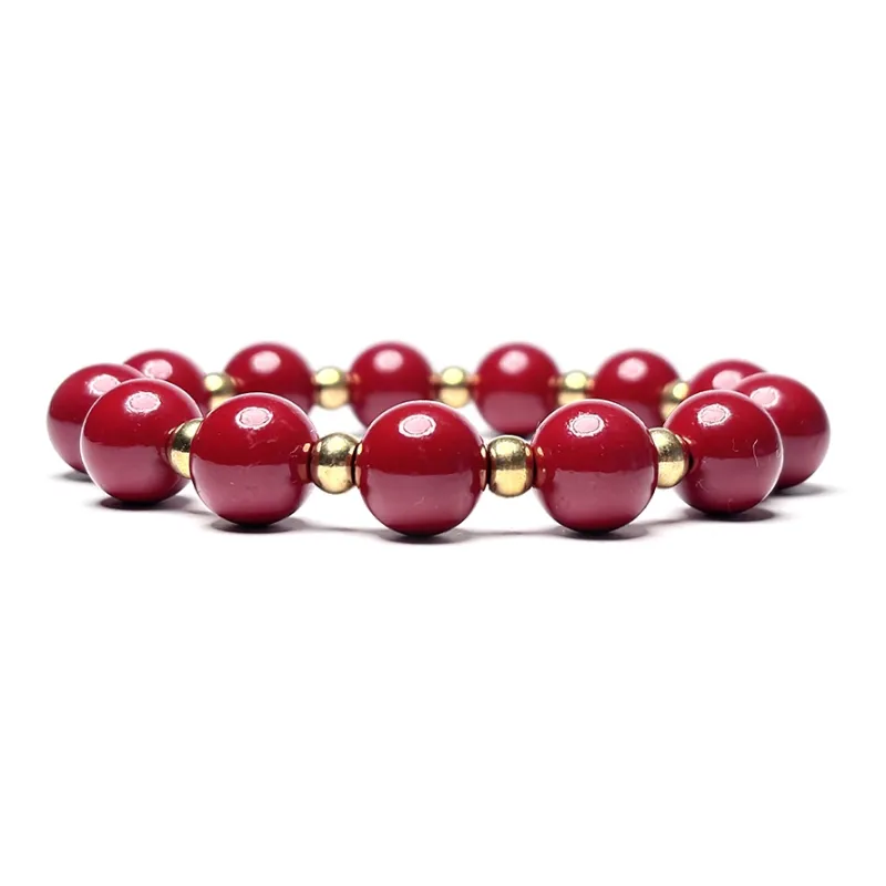 MOUNTAINS AND MANS Reconstructed Cinnabar Auspicious Fortune Beaded Bracelet Unisex-2