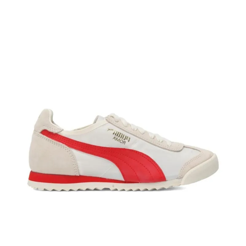 PUMA Roma Og Nylon Cushioned Slip Resistant Low Top Training Shoes Unisex Beige Red-1