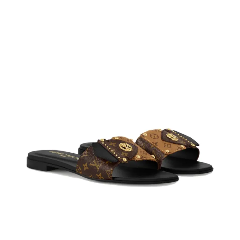 LOUIS VUITTON Slip Resistant Slide Slippers Women's Brown-2