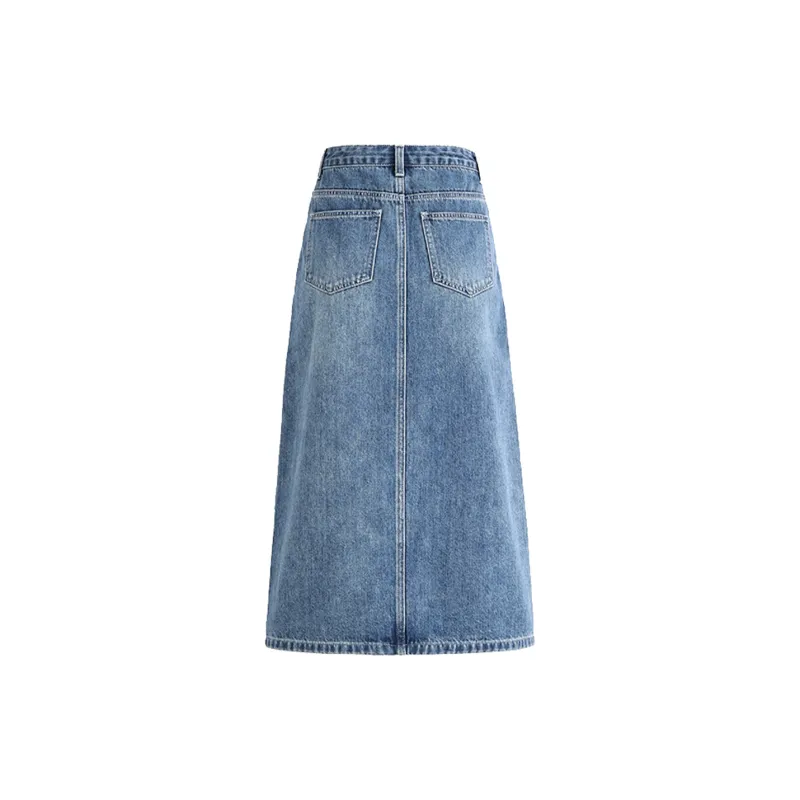 Concubine Zhu Denim Long Skirt Women's Vintage Blue-1