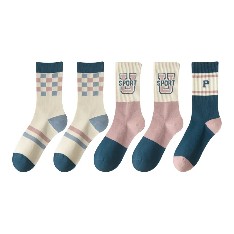 XXLLG Mid Calf Socks Women's 5 Pack-4