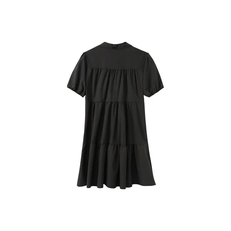 Adeworn Short Sleeved Dress Women's Black-1