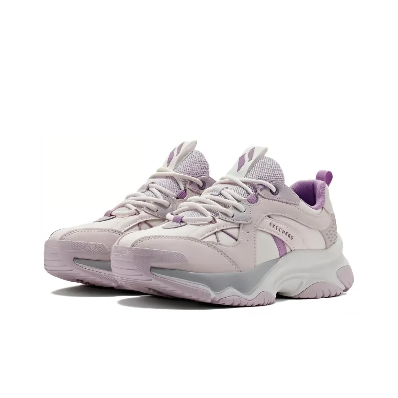Skechers Cushioning, Wear Resistant Low Top Chunky Sneakers Women's White Purple-2