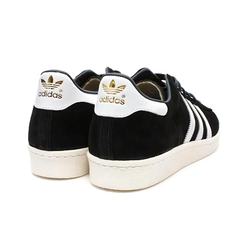 Adidas Superstar 80s Dlx Suede Black White Gold Metallic-3