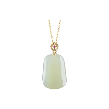 Honglangji Hetian Jade Amulet Pendant Women's Pale Greenish-White Jade
