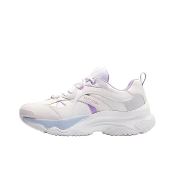 Skechers Cushioning Wear Resistant Low Top Chunky Sneakers Women's White Purple