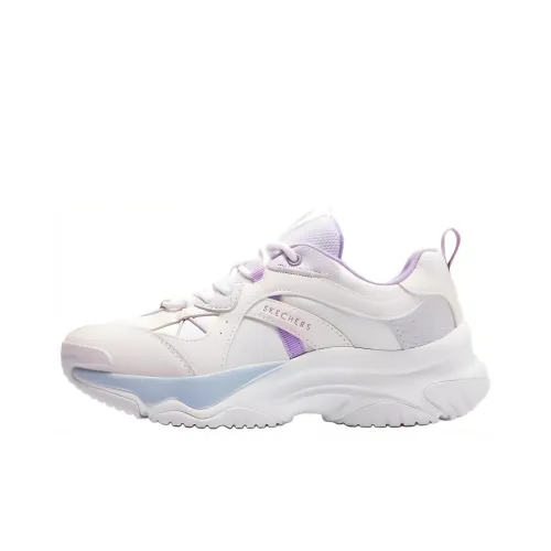 Skechers Cushioning Wear Resistant Low Top Chunky Sneakers Women's White Purple