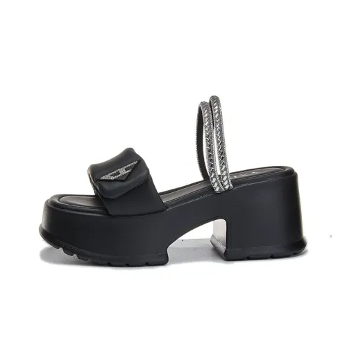 POOQ Slide Slippers Women's Black/Beige