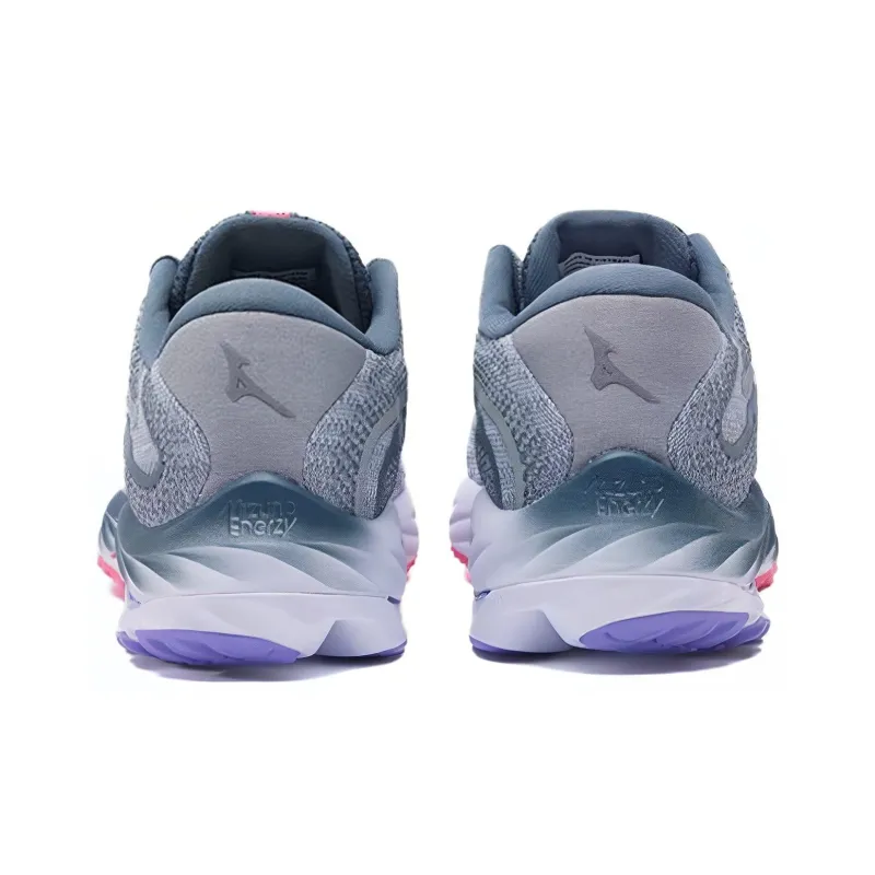 Mizuno Wave Rider 27 Cushioned Wear Resistant Breathable Low Top Casual Running Shoes Unisex Blue White Pink-3