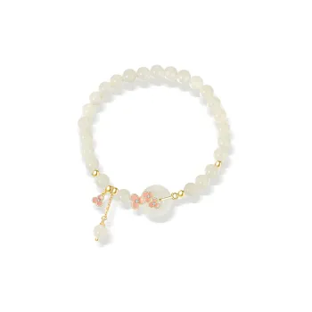 7℃ Hetian Jade Bracelets Women's Pale Greenish White Jade
