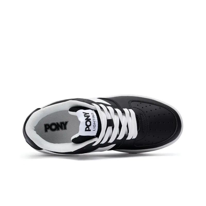 PONY Lighting Coverage Anti Slip And Wear Resistant Low Top Skateboard Shoes Unisex Black-2