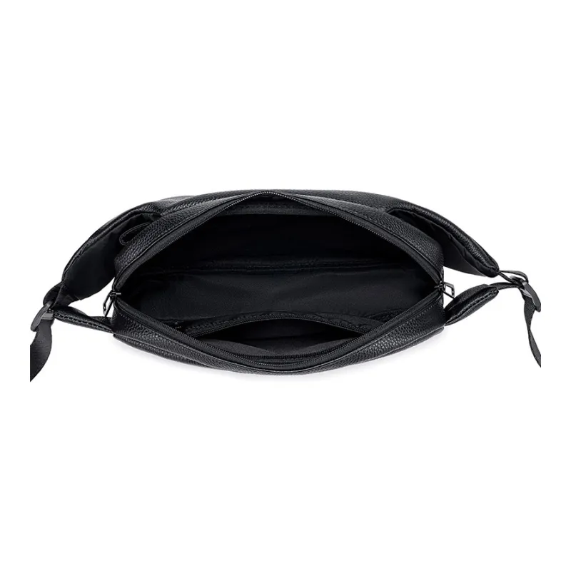 BJIAX Cow Leather Crossbody Bag One Shoulder Bag Fanny Pack Sling Bag Small Size Men's Black-6