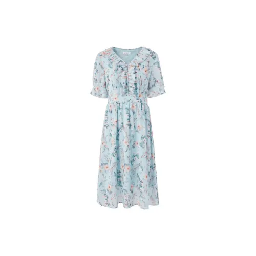 JZ. ANNAKRO Short-Sleeved Dresses Women's Floral Light Blue