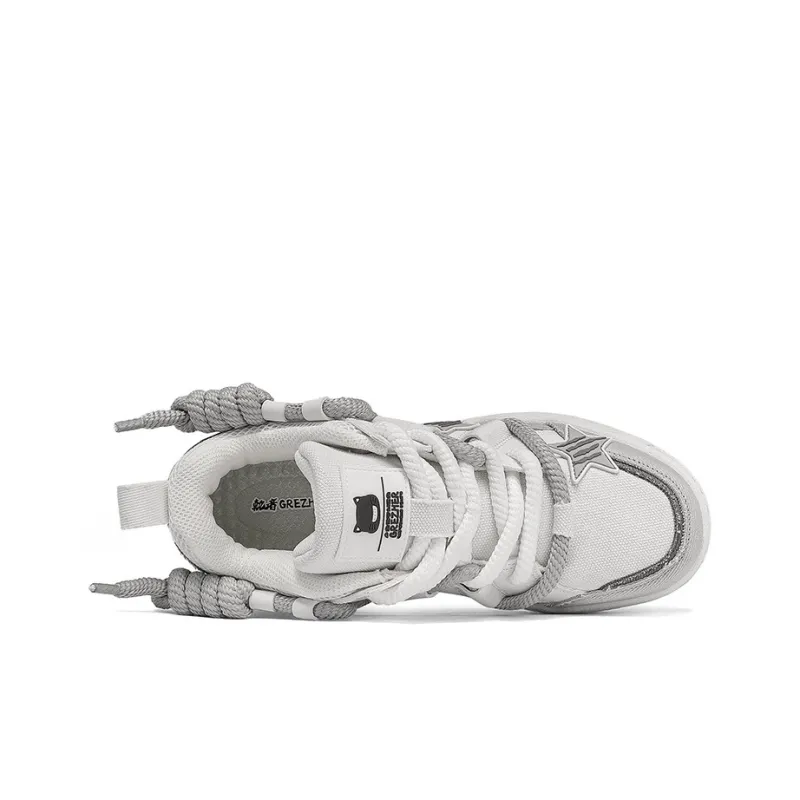 GREZHER Cushioning Low Top Fabric Star Skateboard Shoes Unisex White Gray-4