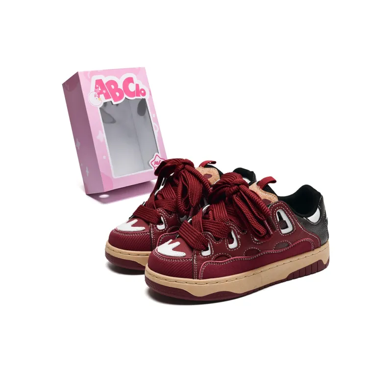 ABCIO Low Top Skateboard Shoes Women's Burgundy-1