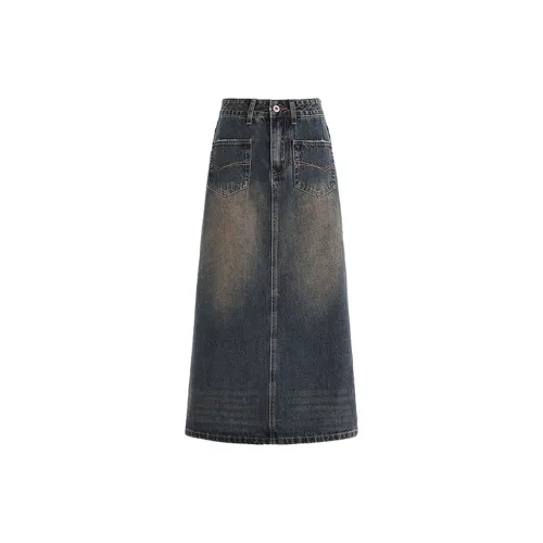 Concubine Zhu Denim Long Skirts Women's Concrete Gray