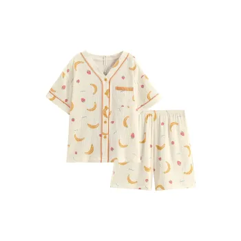 FENTENG Pajama Set Women's Light Yellow